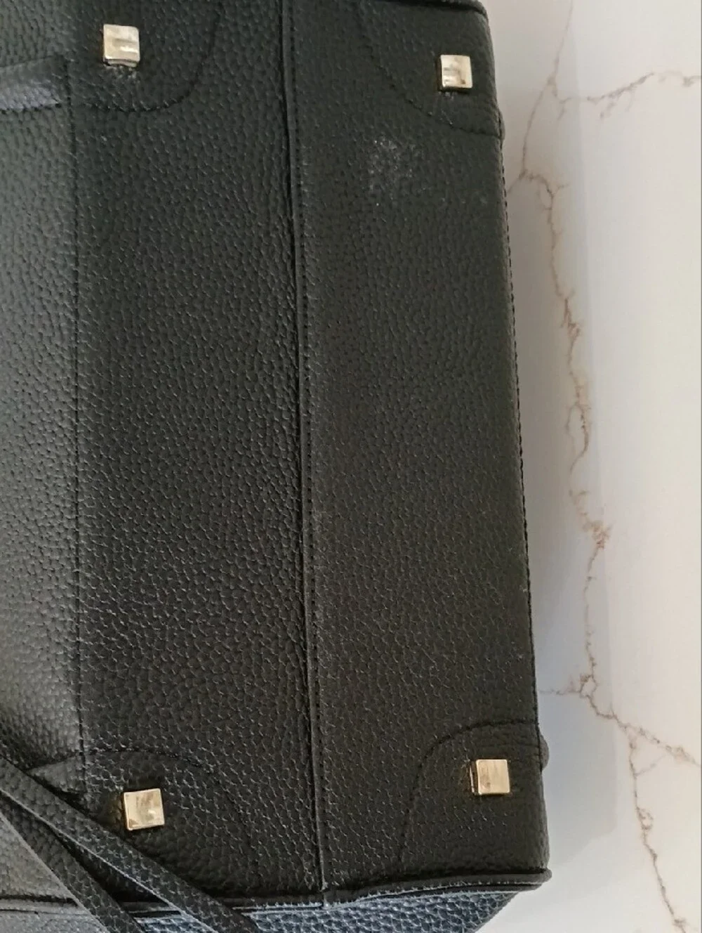 Black Structured Faux Leather Tote Bag - Designer Style